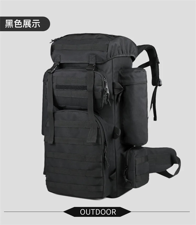 70L Large Capacity Tactical Backpack,Wear-Resistant Rainproof Oxford Cloth,Multifunctional Outdoor Camping Hiking Climb Bag,B437