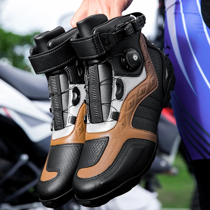 Waterproof Motorcycle Boots Man Wear-Resistant Motocross Boot Breathable Women Motorcycle Anti-Slip Motorcycle Shoes Anti-Fall