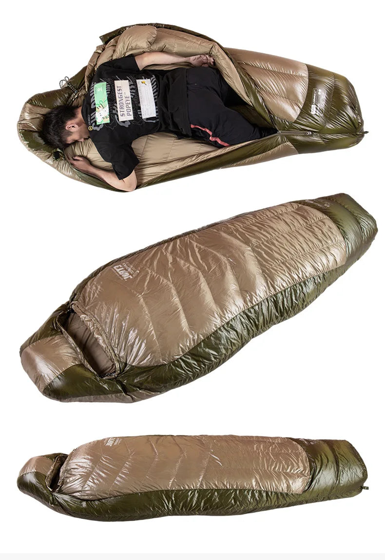 Waterproof Custom Wholesale Winter Luxury Goose Down Feather Sleeping Bag with Zipper Camping Hike
