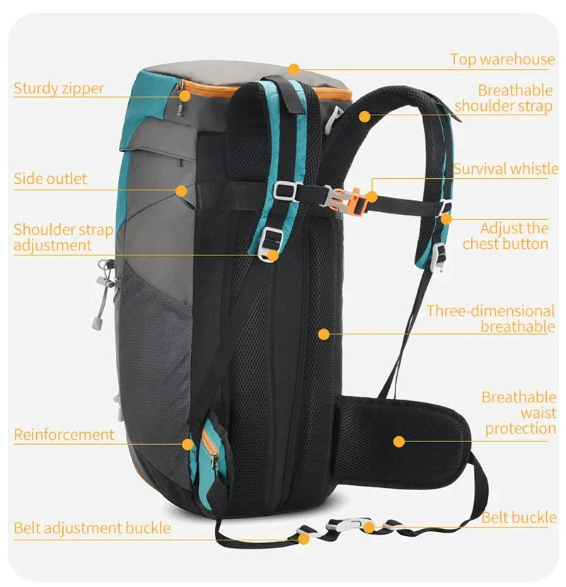40L Outdoor Mountaineering Bag Waterproof Sports Backpack Lightweight Travel Backpack Hiking Bag Trekking Backpack for Men