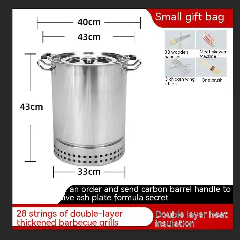 Smokeless Barbecue oven Household Charcoal indoor Barbecue Artifact Outdoor Stainless steel Barbecue oven Roast chicken oven Han