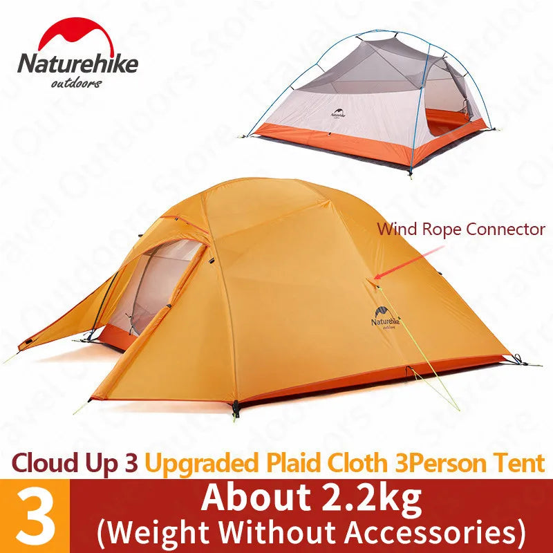 Naturehike Cloud Up 1 2 3 Tent Outdoor Camping Waterproof Tent ProfssIonal Glamping Hiking Backpacking Shelter Tent Portable