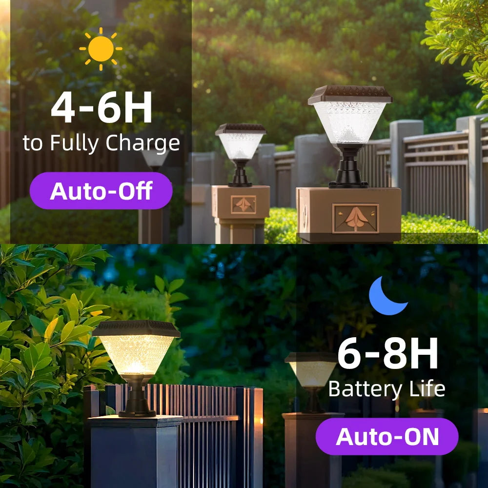 Outdoor Led Solar Garden Lights Dimming Timed Column Light Post Lamp Pillar Light Modern LED for Home Villa Garden Patio Decor