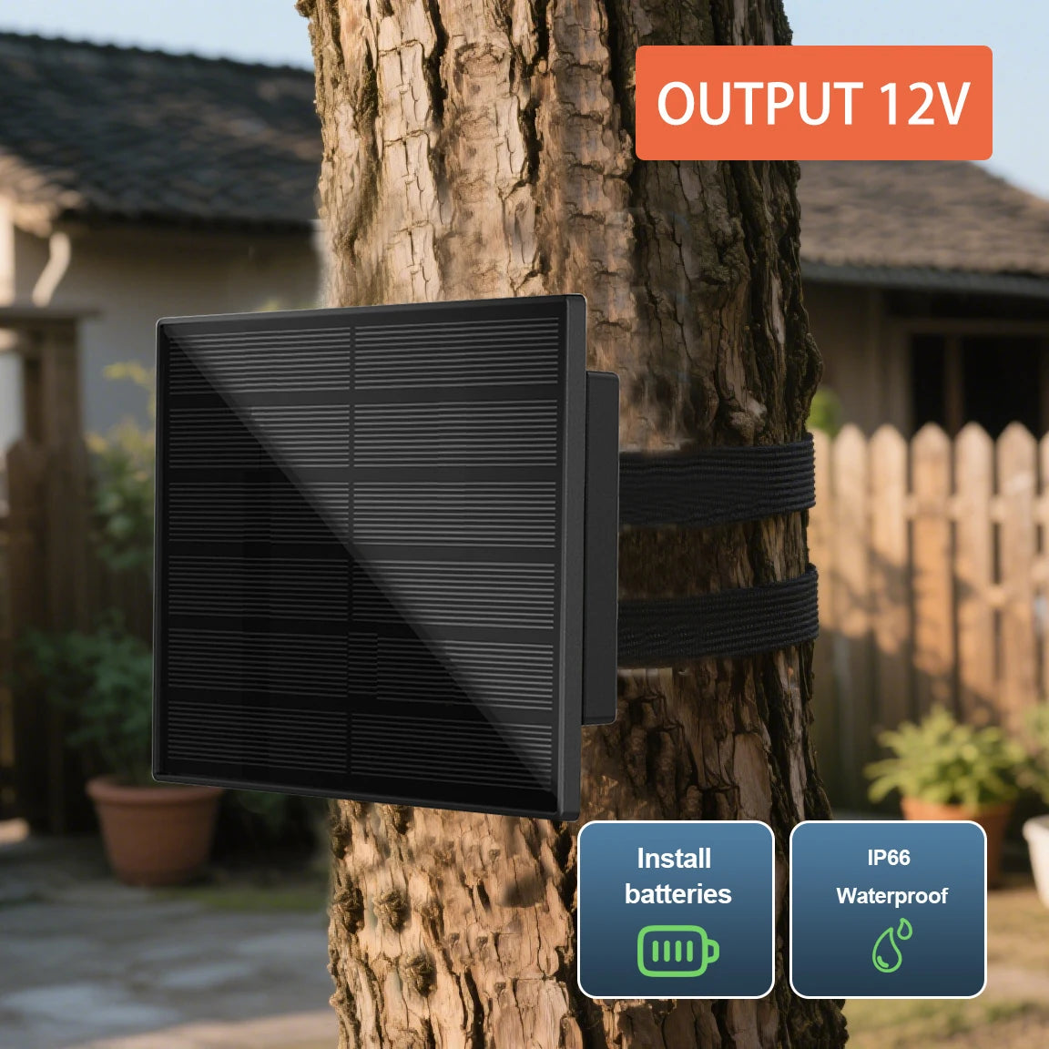 Solar Panel IP66 Waterproof Output 12V Solar Cells Charge Install 18650 Battery Outdoor For Festival Lights, Hunting Cameras