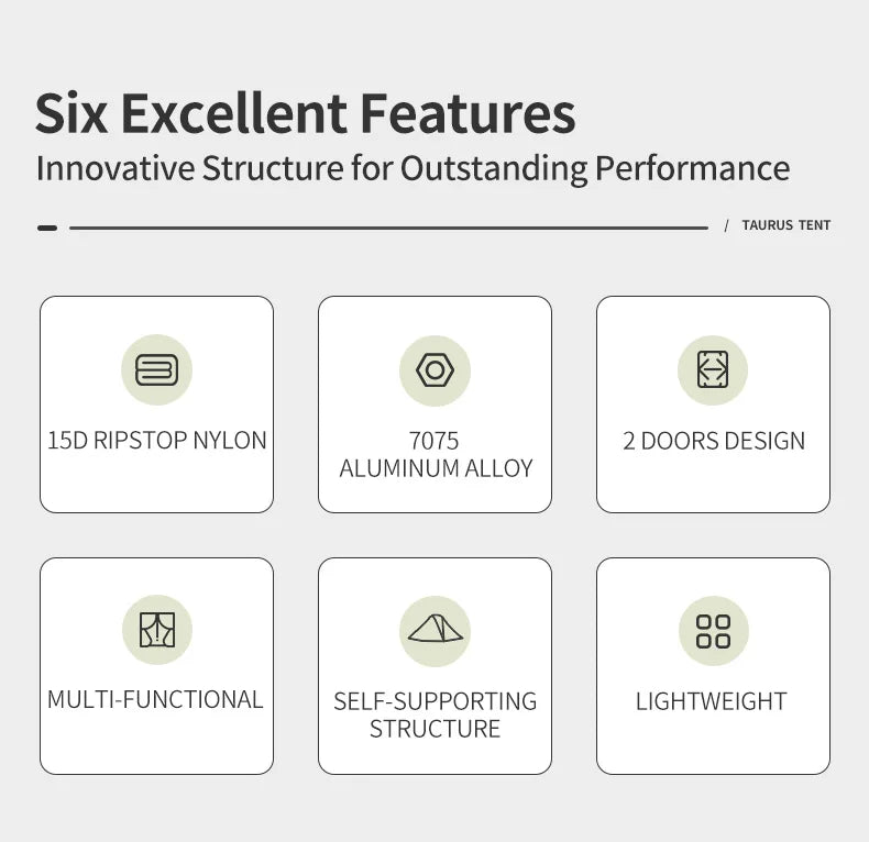 Thous Winds Taurus Solo Tent, Ultralight Hiking Camp, Solo Backpack Tent, Outdoor Cot Tent, 15D Nylon Ripstop Both Side Silicon