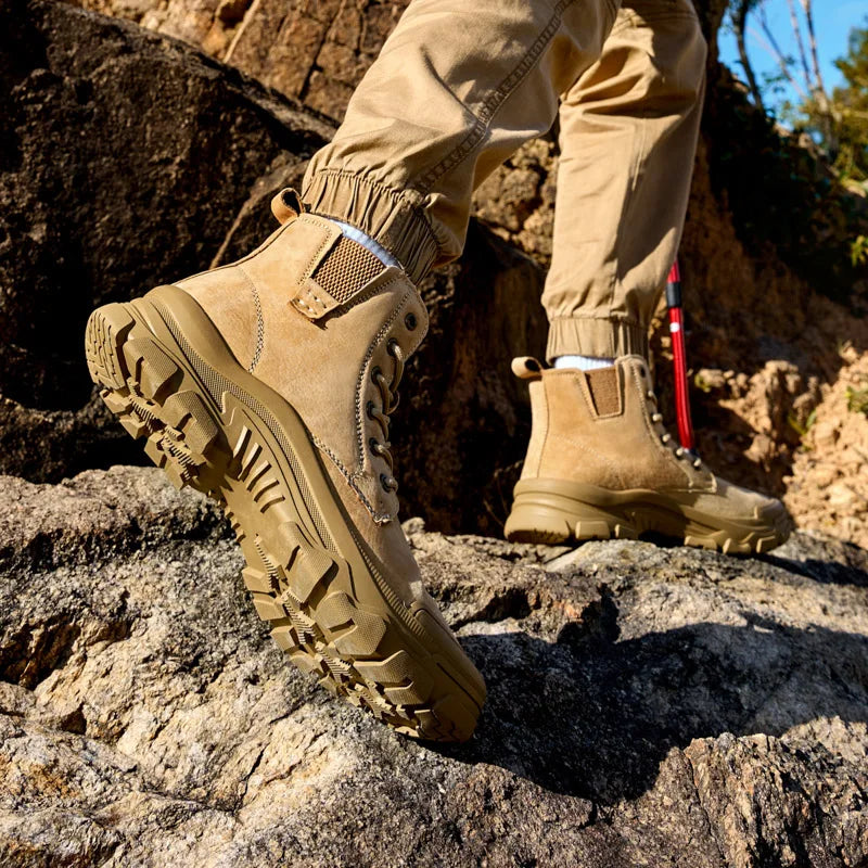 Non-slip Man Ankle Botas Non-Slip Outdoor Motorcycle Boots Versatile Leisure Snow Boots Street Style Mens Leather High Top Shoes