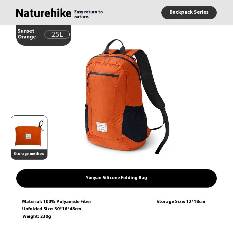 Naturehike 25L/30L Folding Backpack 30D Nylon Silicone Waterproof PU2000+ Outdoor Travel Climbing Hiking Ultralight Shoulder Bag