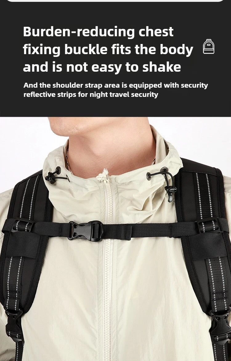 Vacuum Compression Backpack 35L Expandable, Travel Hiking Laptop Bag with Waterproof Cover, Lightweight Daypack for Outdoor