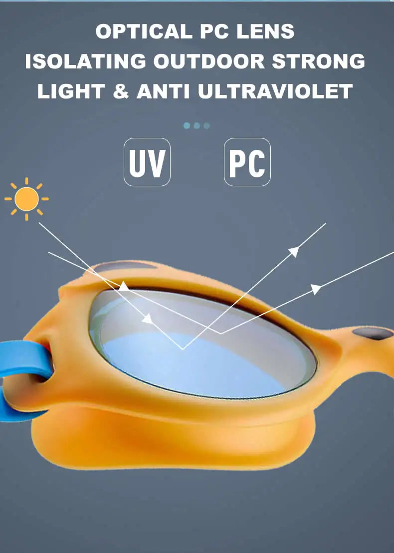 Professional Kids Swimming Goggles Cartoon Frame Anti-UV Children HD Lenses Pool Glasses Eyewear Anti Fog Adjustable Head Strap