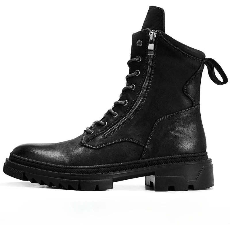 Retro Leather Motorcycle Riding Boots Riding Boots British Cool Man Handmade High-top Winter Work Shoes