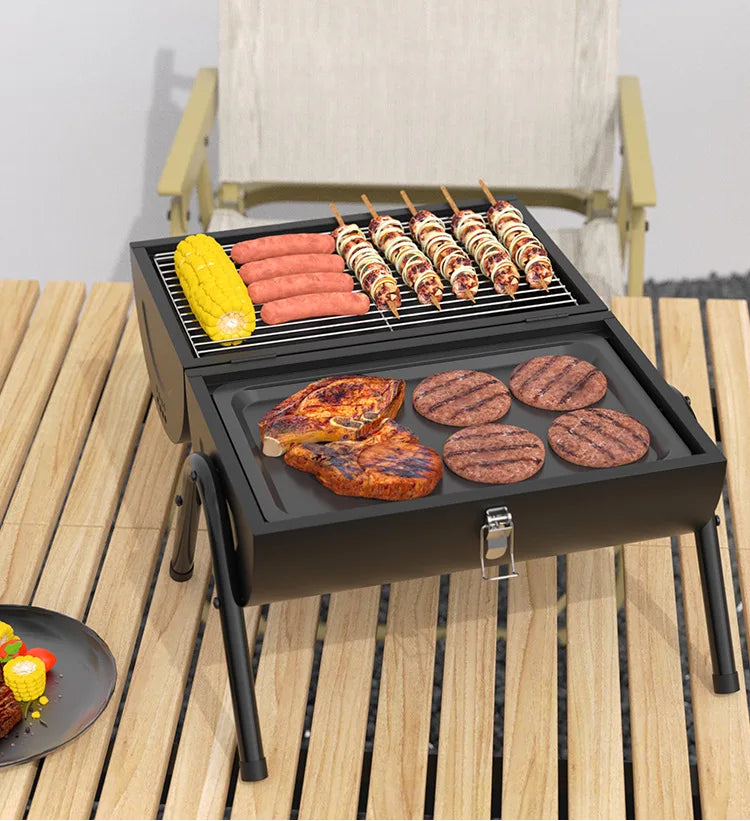 Outdoor camping barbecue grill,double sided portable barbecue grill, skewer barbecue grill, barbecue grill
