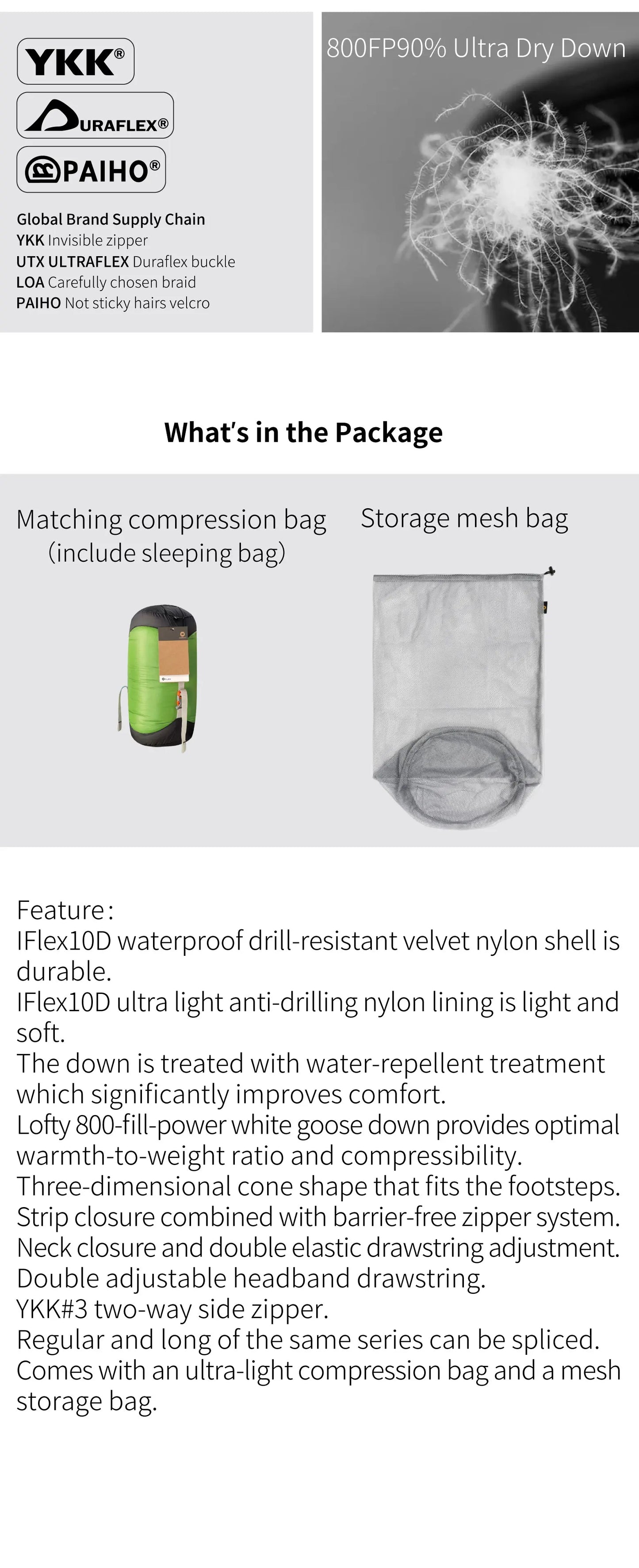 AEGISMAX AIR 10D 800FP Ultra Dry Down Sleeping Bag Ultralight Camping Hiking Tourist Outdoor Nylon Bag Duck Down