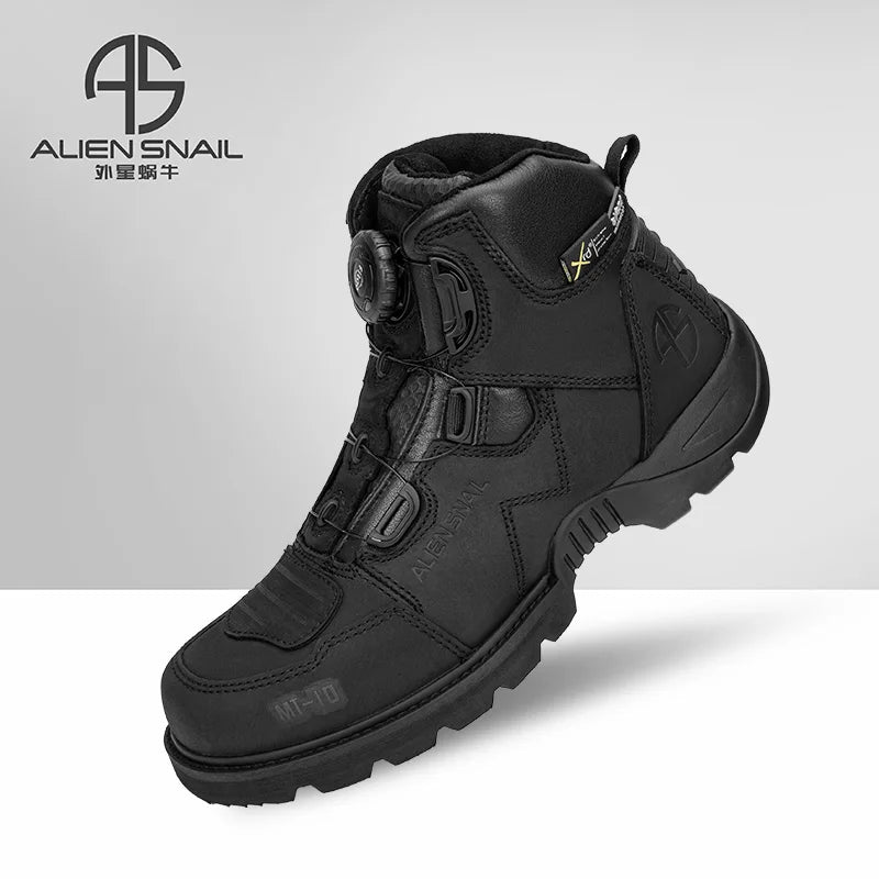 Motorcycle Rally Boots Anti-fall Leather Waterproof Riding Shoes Four Seasons Knob Design Racing Motorcycle Riding Cowhide Boots