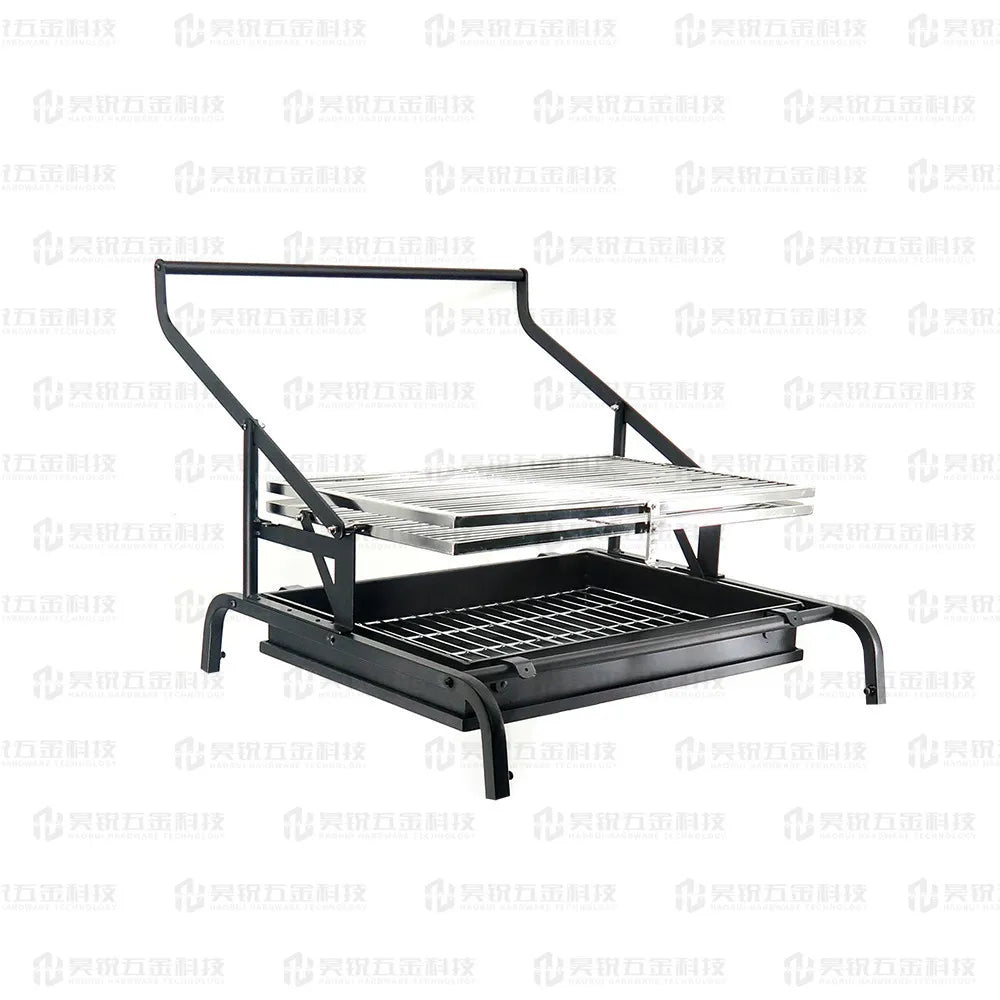 Outdoor dismantling of BBQ charcoal chicken flipping and rotating grill mesh frame for courtyard  beef oven,