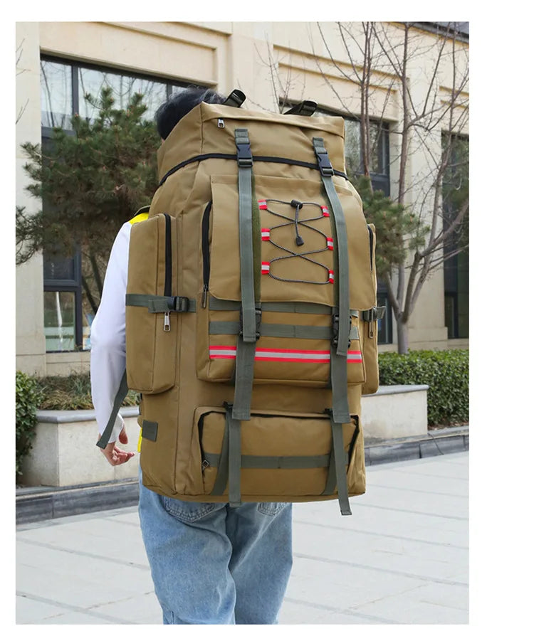 130L Large Capacity Mountaineering Bag Suitable  Outdoor Travel Camping Climbing Adventure Multifunctional Waterproof  Backpack