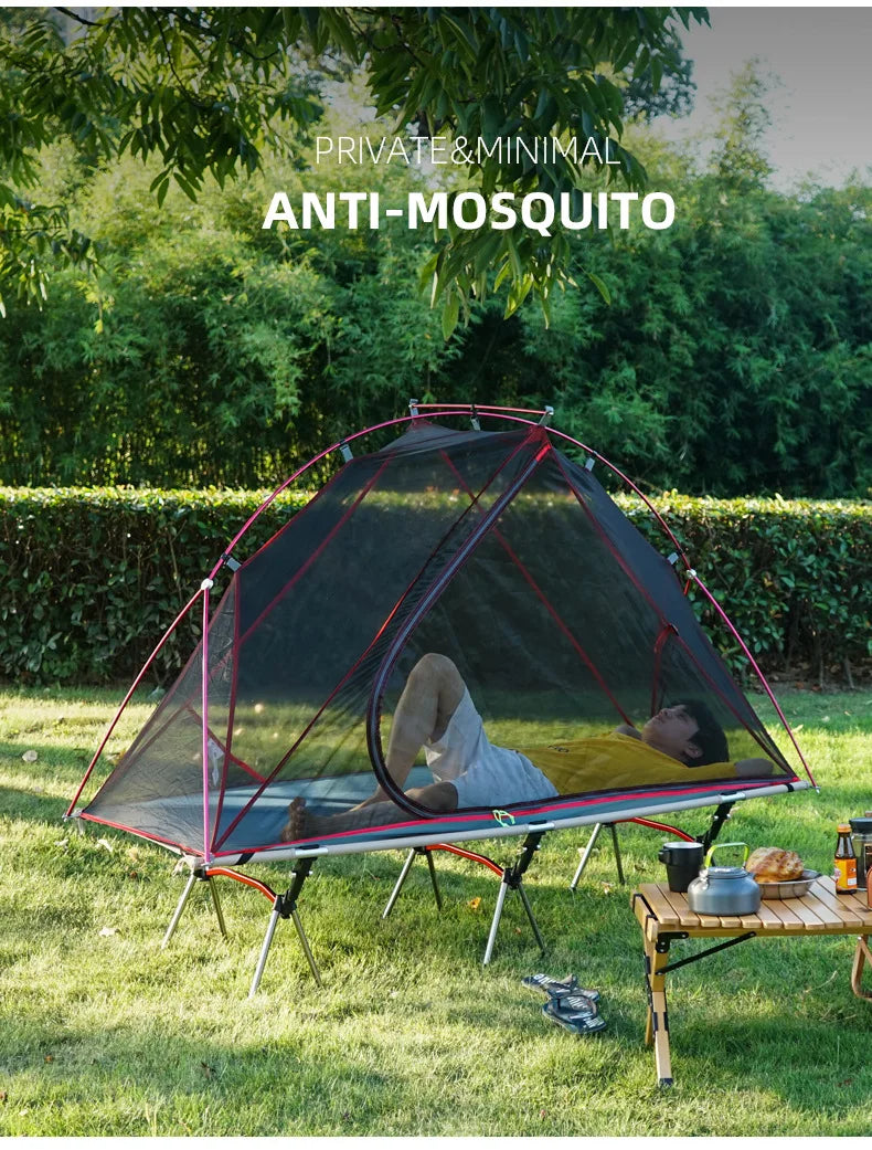 Outdoor Camping Off-the-ground Tent Single-person Easy-to-storage Portable Aluminum Alloy Anti-mosquito Rain-proof Fishing Tent
