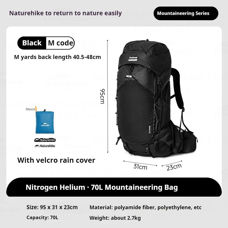 Naturehike 70L Hiking Backpack Outdoor Rainproof With Rain Cover Knapsack Climbing Shoulder Bag Travel Camping Rucksack Portable
