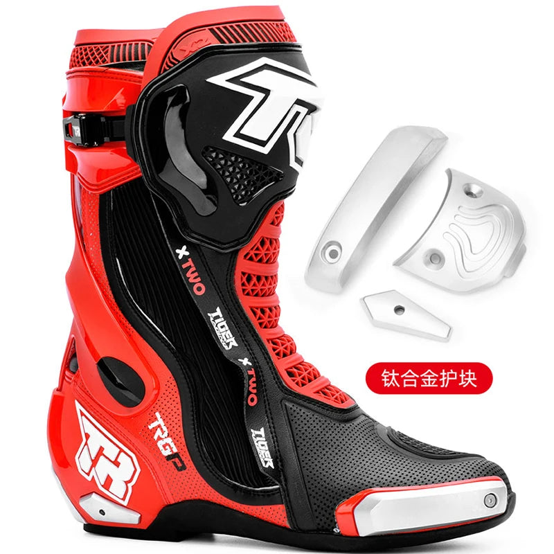 TR Motorcycle Long Boots Motocross Off-Road Rally Professional Racing Boots Motorbike Rider Biker Shoes Protection Equipment