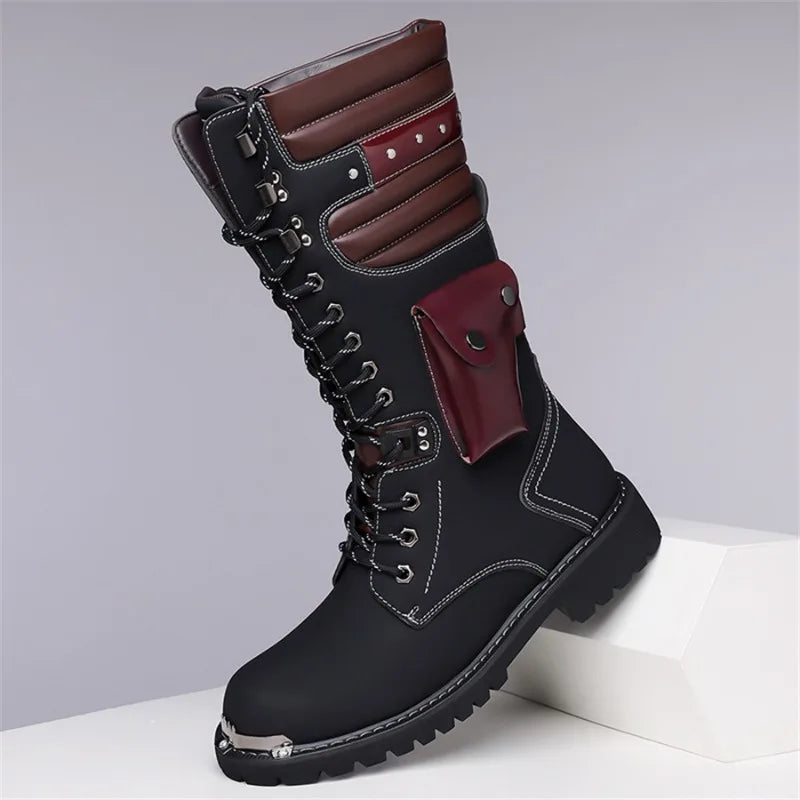 Luxury Brand Men's Mid-calf Boots 2025 New High Top Leather Boots Fashion Motorcycle Boots for Men Trendy Street Punk Boot Botas