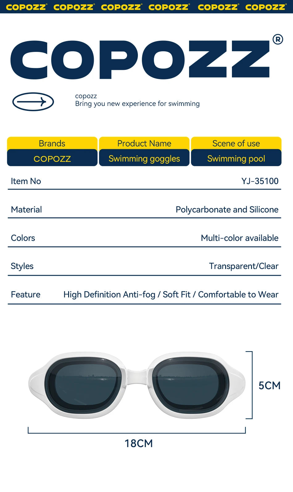 COPOZZ Myopia Swimming Goggles Male Female Adult Swim Goggle CoNANO Imported Anti Fog Pool Swimming Glasses Eyewear -1.5 to -7