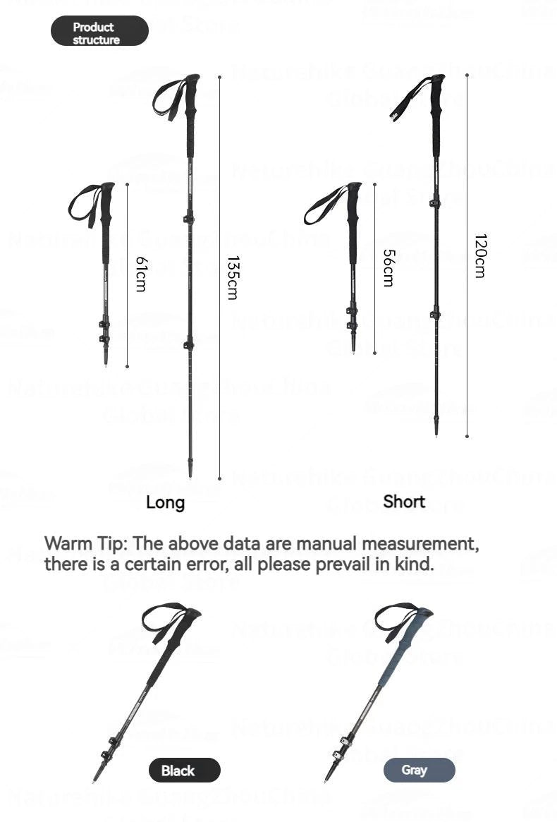 Naturehike ST03 7075 Aluminium Alloy Folding Trekking Pole Walking Stick Climbing Retractable 3 Sections Telescopic Alpenstocks