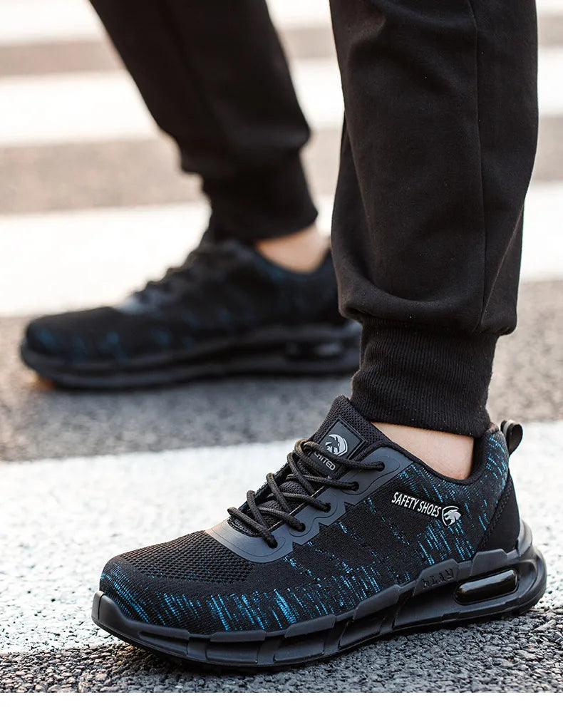 Security Anti-static Men Work Shoes Anti Puncture Anti Smashing Safety Shoes Air Cushion Indestructible Sneakers Breathable Mesh
