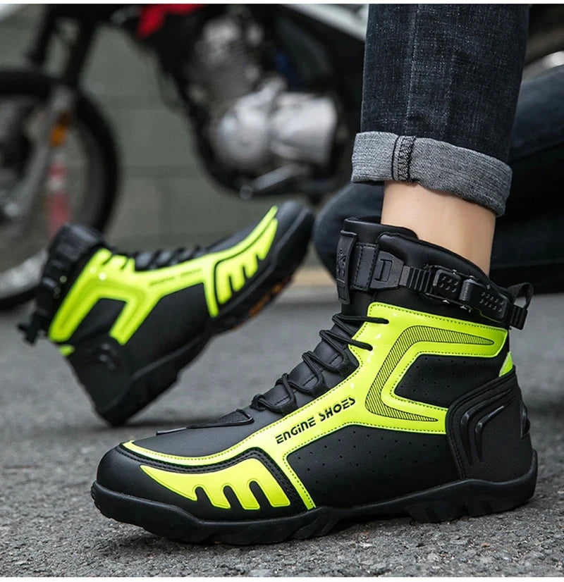Men Motorcycle Boots Breathable Anti-fall Riders Motorbike Shoes TPU Protection Anti Slip Men's Motocross Bike Riding Boot