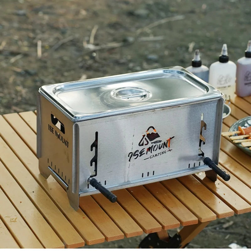 Camping Windproof Firewood Stove Stainless Steel Barbecue Grill Wood Burner Protable Outdoor Picnic Oden Cooking Furnace