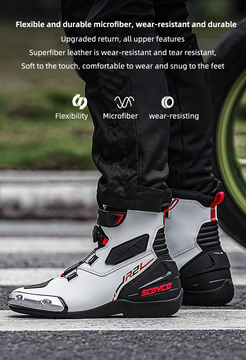 SCOYCO Motocross Boots Men Anti-fall Non-slip Motorcycle Protective Boots Breathable Wear-resistant Motorcyclist Shoes Equipment