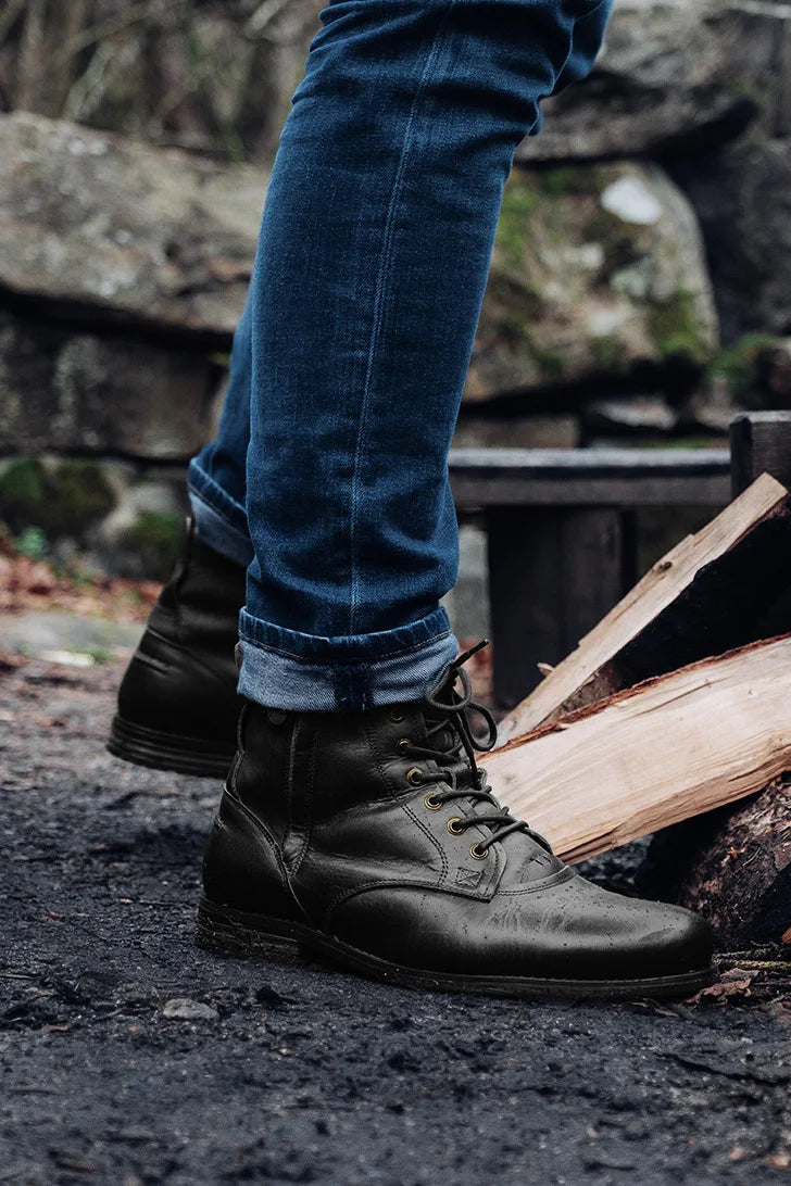 Men Knight Boots Autumn Exquisite Zip Ankle Handmade Round Toe Low Heel Males Shoes Fashion Leather Concise Leisure Design Boots