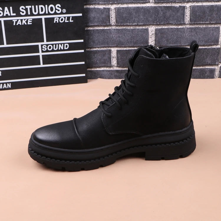 England style men fashion party banquet dress platform boots original leather shoes cowboy autumn winter boot motorcycle botas
