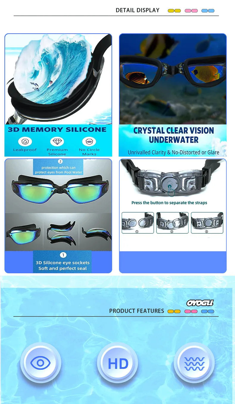 ARENA Professional Waterproof Swimming Goggles Anti-fog UV400 Leak Prevention Glasses Children Students Swim Protection Eyewear
