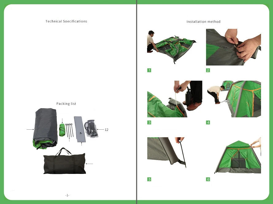 Inflatable Tent Folding Automatic Waterproof 2 3 4 People Air Tents Camping Cube Fishing Tourism Summer Awning Orange Outdoor