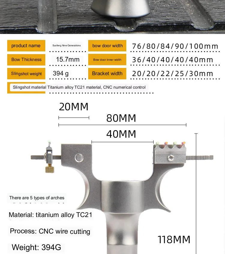 Slingshot Hunting Titanium Alloy TC21 Catapult with Rubber Band Set Professional Outdoor Shooting Games Accessories Adult Toys