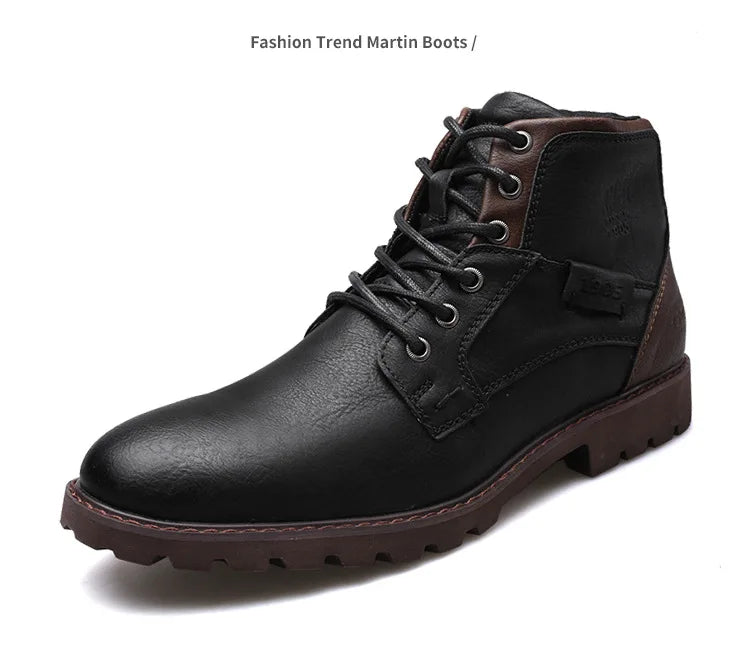 Vintage Men Boots 2024 New Autumn Winter Shoes High Quality Men's Leather Boots Side Zipper Men's Ankle Boots Large Size 39 48