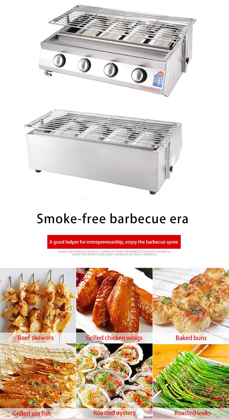 Supplier Stainless Steel Portable BBQ Gas Grill for Outdoor Camping and Restaurant Use