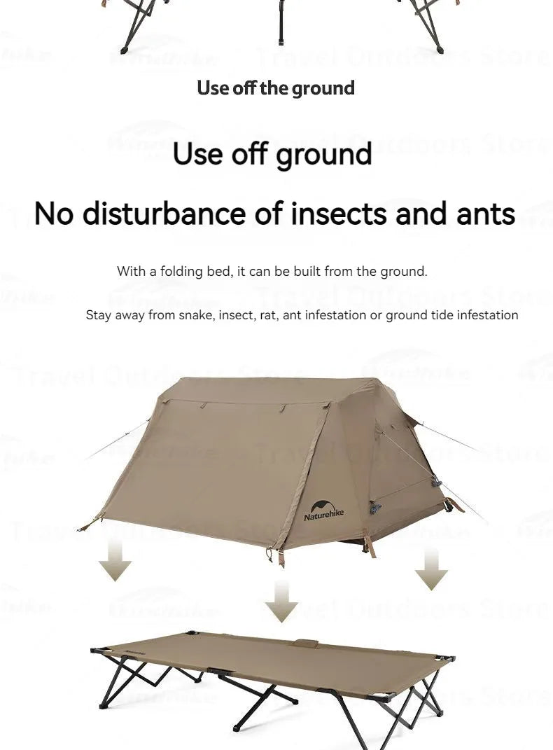 Naturehike A-Type Automatic Tent 1-2P Get Off The Ground Riverside Fishing One Touch Tent Quick Open Camping Bed Tent Waterproof