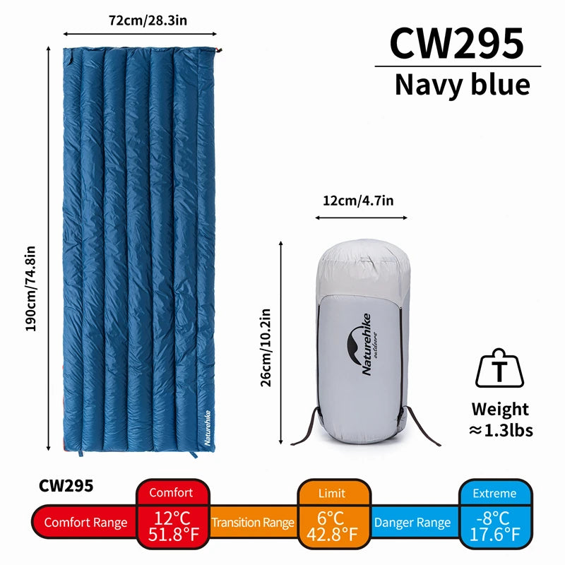 Naturehike Duck Down Sleeping Bag Ultralight Waterproof Four Seasons Envelope Sleeping Bag Camping Fishing Sleeping Bag CW295