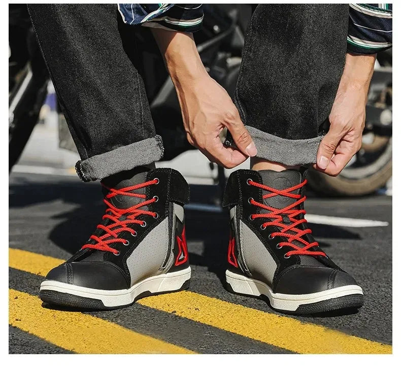 Motorcycle Shoes Men Motocross Boots Motobiker Racing Shoes Toe Cap Hardening Protective Cycling Shoes Summer Breathable Sneaker