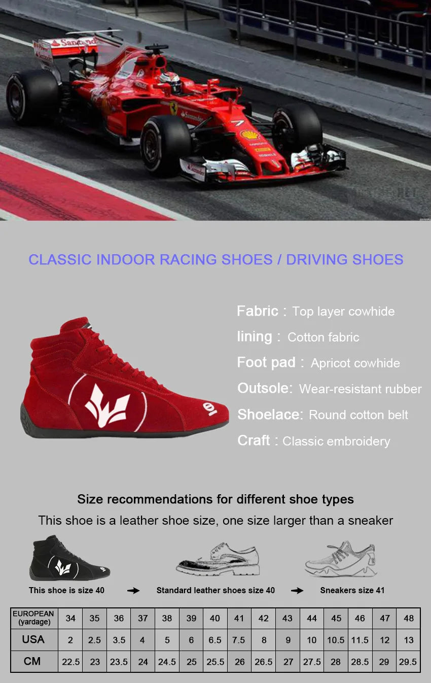 Suede Cowhide Kart Shoes Ankle Protection Off-road Racing Boots FIA Man Woman Retardant Karting Racing Shoes Wear-resistant