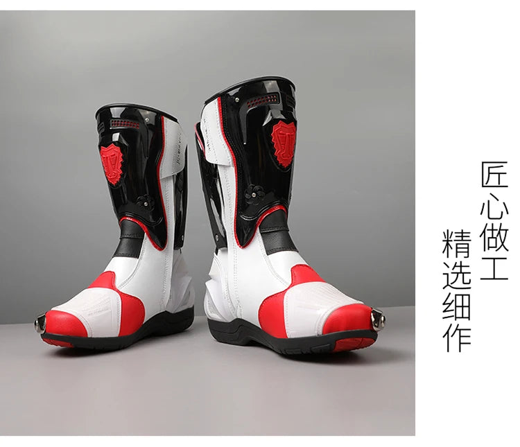 36-47 Leather Motorcycle Boots Men Anti-slip Motorcyclist Shoes Adventure Touring Motocross Bike Boots Motorcycle Accessories