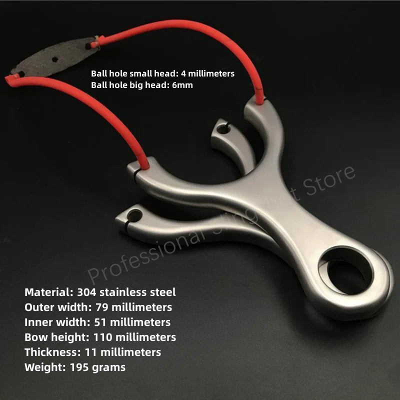 Stainless Steel Slingshot with Rubber Band High-power Catapult Professional Hunting Outdoor Shooting Game Slingshot