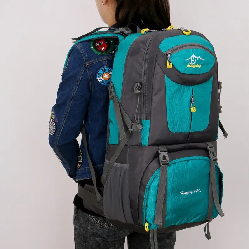 60L Large Capacity Hiking Backpack Men Outdoor Mountain Backbag Male Sport Back Pack Leisure Teens Travel Package Black