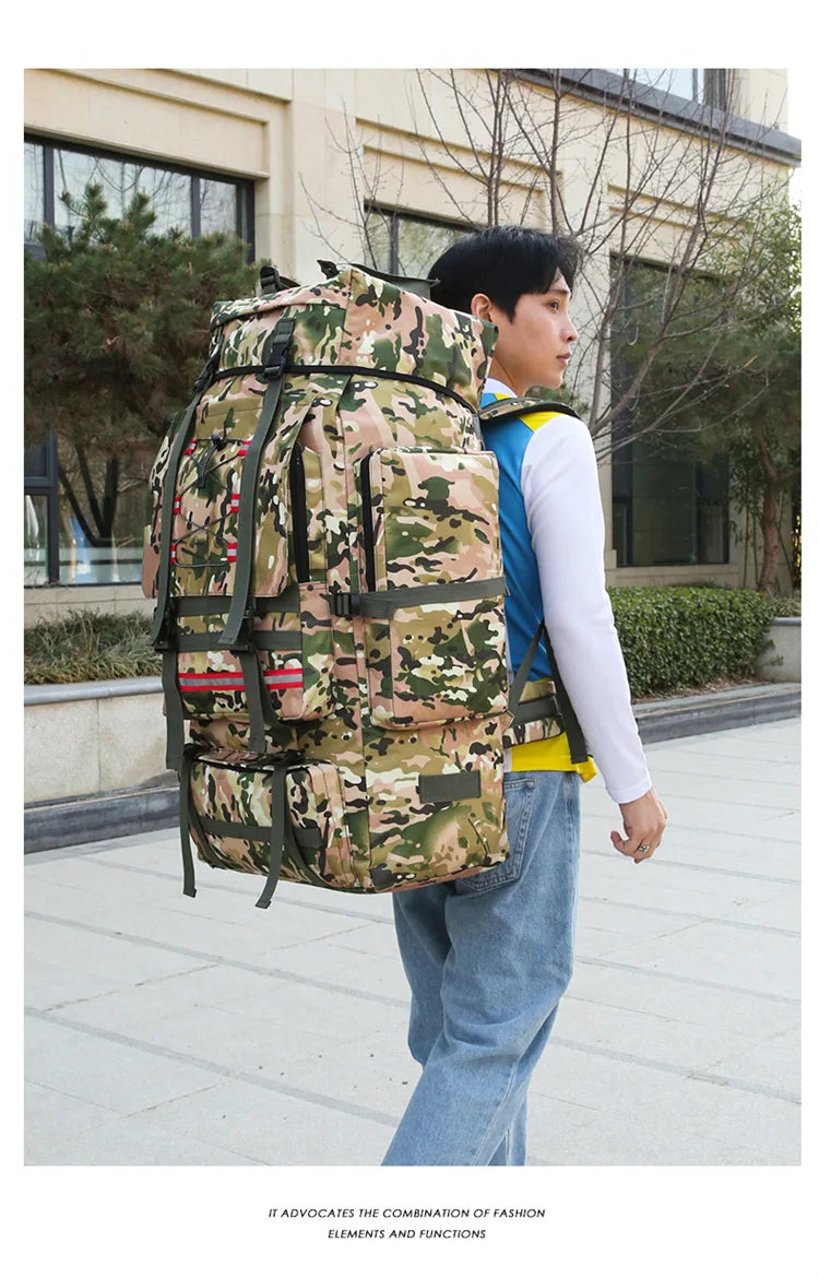 130L Large Capacity Mountaineering Bag Suitable  Outdoor Travel Camping Climbing Adventure Multifunctional Waterproof  Backpack
