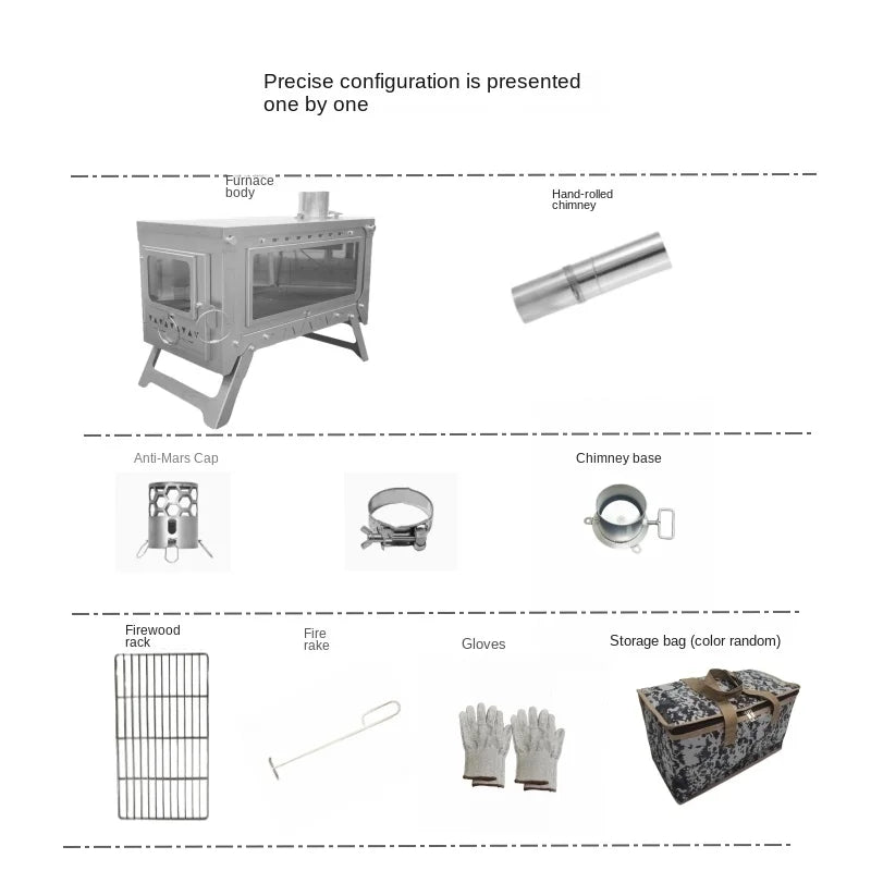 WT-Dream-Ti Titanium furnace Plug-in folding titanium alloy outdoor tent camping wood stove grill