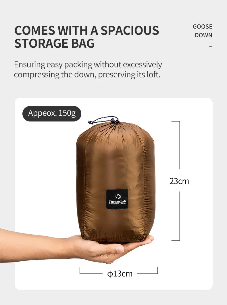 Thous Winds Camping Cot Down Winter Waterproof Sleeping Bag Down Camping Cot Down Backing Fit with Helinox Cot Camping Supplies
