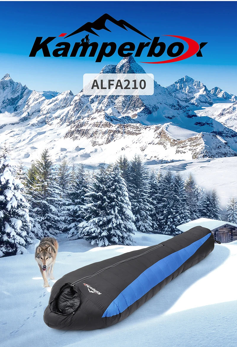 Kamperbox Sleeping Bag Camping Ultralight Outdoor Sleeping Bag Down 0-5°C Alfa210