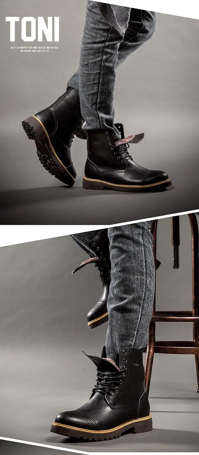 Genuine Leather Men's Boots Plush Warm Winter Boots High Quality Men Motorcycle Boots Fashion Tooling Shoes