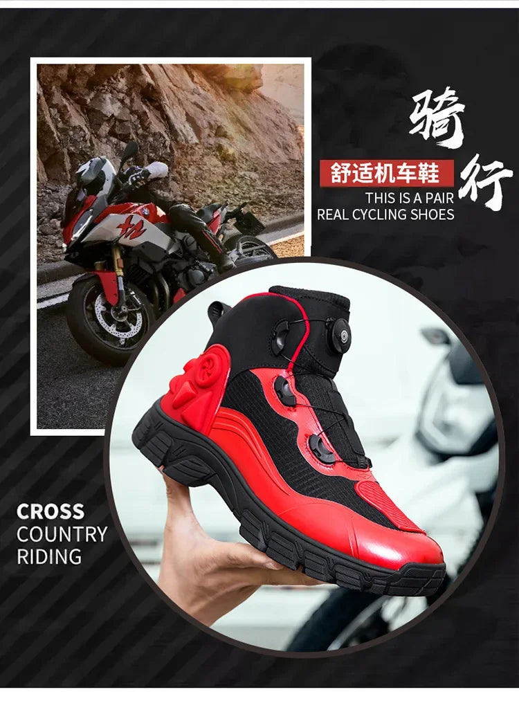 Large Size Motorcycle Boots Outdoor Riding Racing Shoes Anti-fall Wear-resistant Motorcycle Shoes Motorcycle Travel Equipment