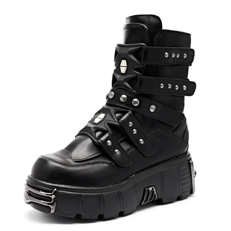 2025 Autumn and Winter New Women's Heavy Metal Platform Low-top Punk High-top Dark Motorcycle Boots Men